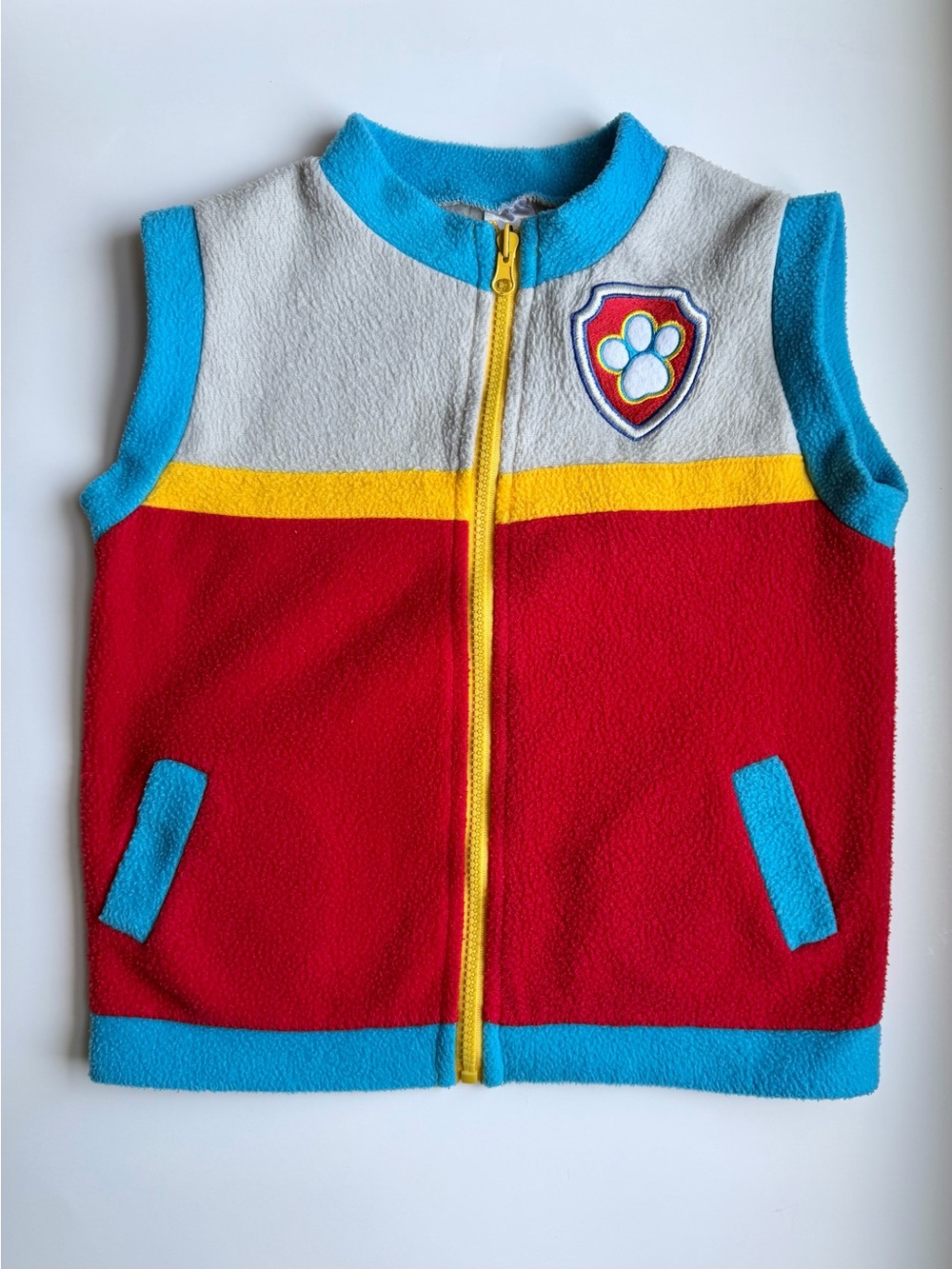 Paw Patrol Ryder Fleece Vest Kids Size 6 Red Gray Blue Yellow Costume Live Star